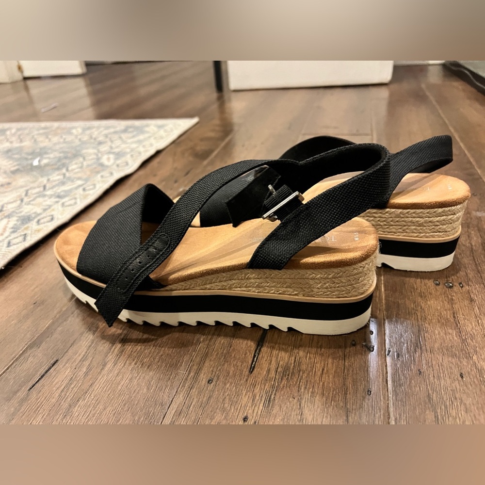 Toms Diana Black Wedge Sandal